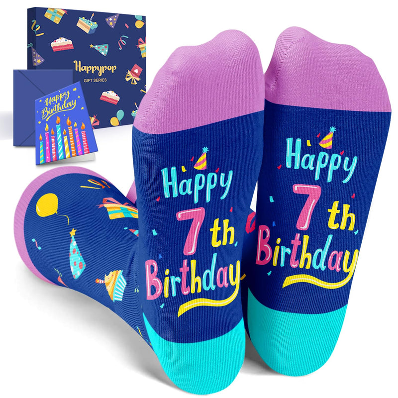 7th Birthday Gifts Ideas for Girls - Socks for Kids Age 7, Presents for 7 Year Olds, Seven Year Old Gifts for Girls Boys, Birthday Gift Box with Greeting Card