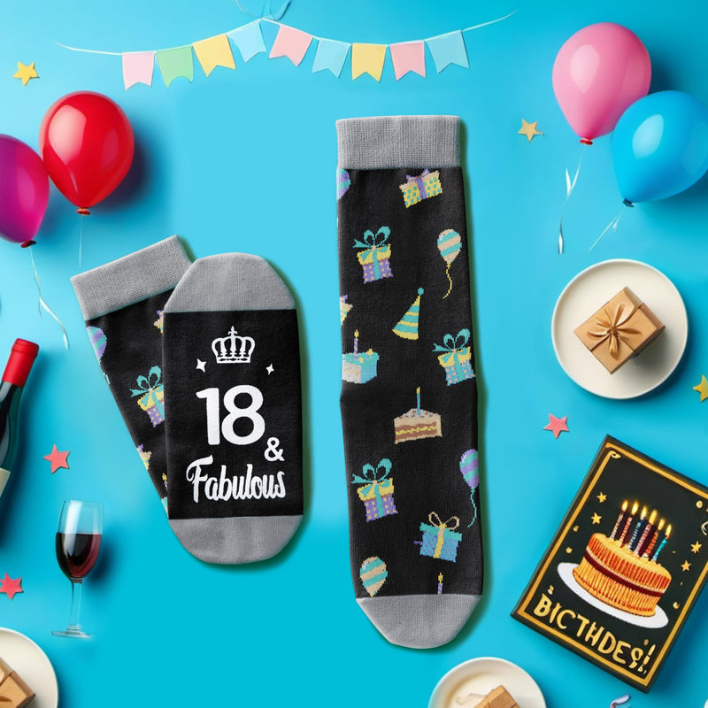 18th Birthday Gifts Ideas Socks - Gag Young Adult Gifts for 18 Year old Boy Girl, Funny Birthday Socks for Adults