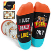 Funny Tiger Gifts for Women Men Mom Dad Teen Girls Boys, Fun Tiger Socks Animal Socks