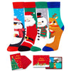 Christmas Gifts Stocking Socks for Kids - Secret Santa Socks Xmas Stocking Stuffers for Girls Boys, 4 Pack of Christmas Socks