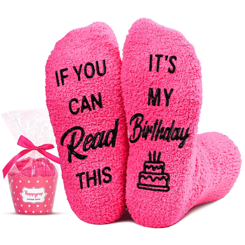 Birthday Gifts for Young Girls 7-10, Birthday Gifts for Daughter Niece, Crazy Silly Funny Birthday Socks for Kids, Fuzzy Cupcake Socks