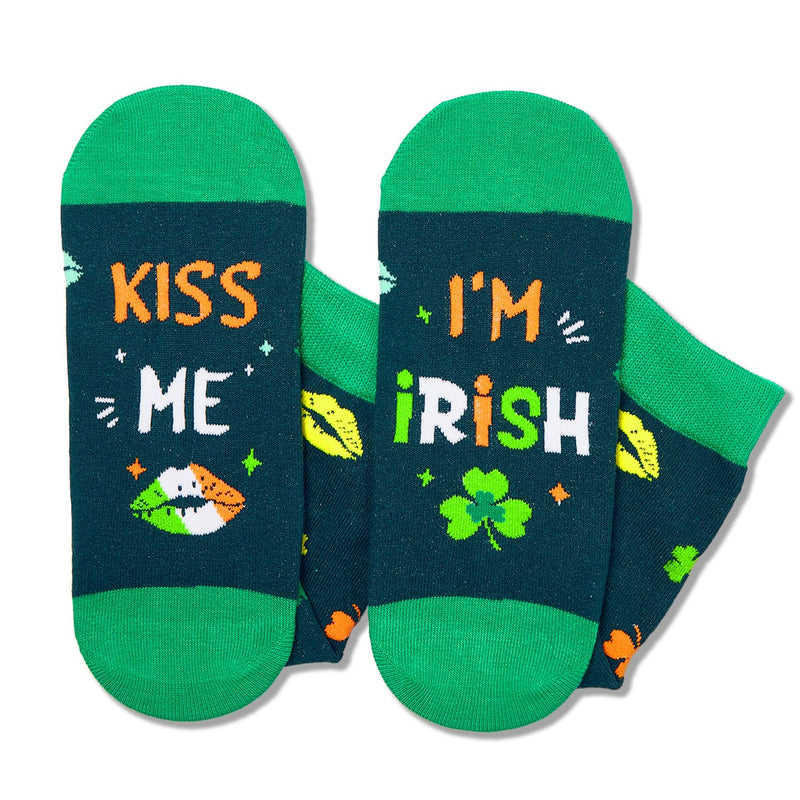 HAPPYPOP St. Patrick's Day Socks for Women Men - Shamrock Socks, Kiss Me Im Irish Gifts Green Socks, St Patricks Day Gifts