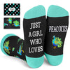 Funny Socks for Women - Peacock Gifts for Peacock Lovers, Peacock Socks for Female Teen Girls