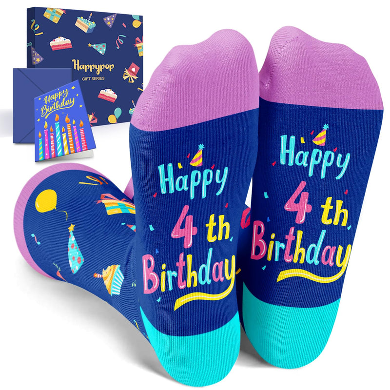 4th Birthday Gifts Ideas for Girls - Socks for Toddlers 4t, Presents for 4 Year Olds, Four Year Old Gifts for Girls Boys, Birthday Gift Box with Greeting Card