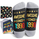 HAPPYPOP Birthday Gifts for Women Men - 35 Year Old Socks With Greeting Card 35 Birthday Born in 1990