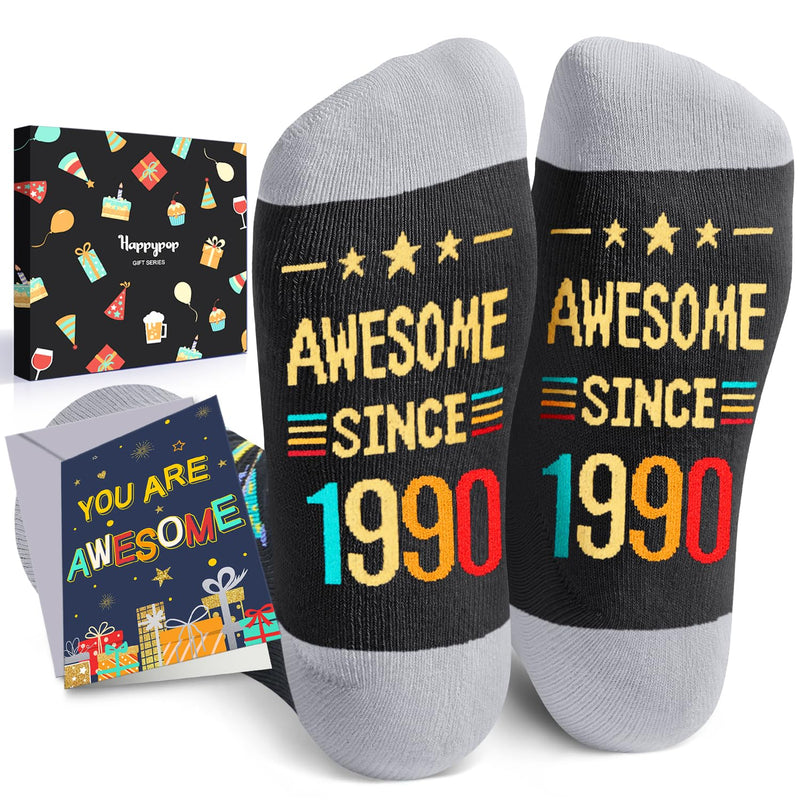 HAPPYPOP Birthday Gifts for Women Men - 35 Year Old Socks With Greeting Card 35 Birthday Born in 1990