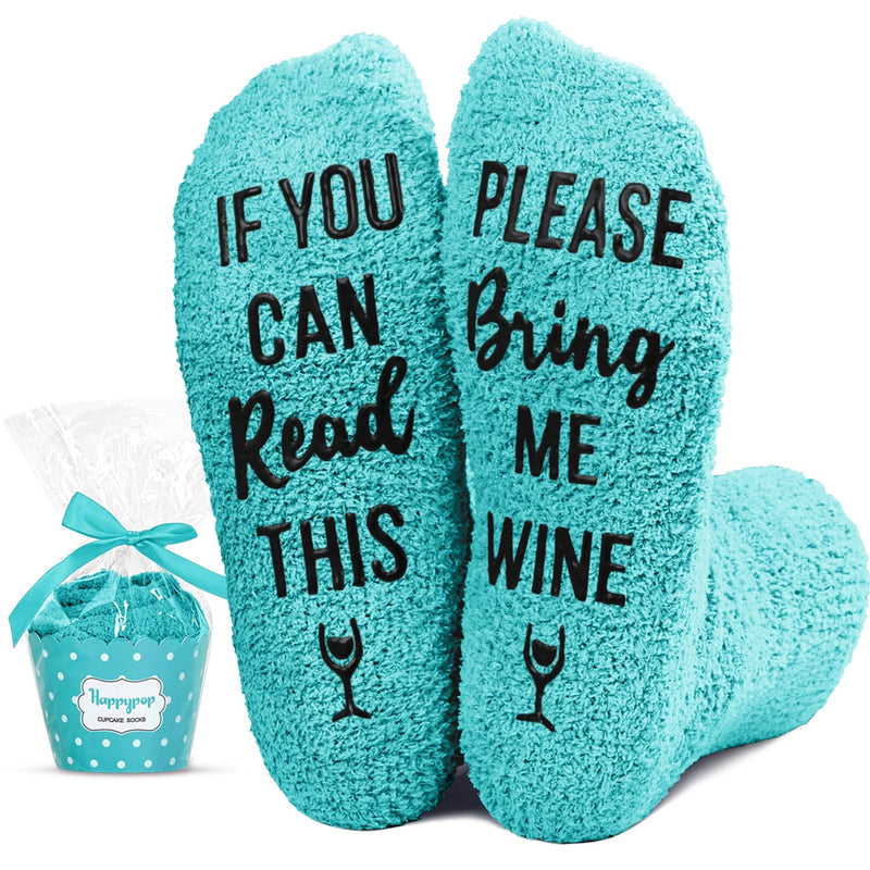 Funny Gifts for Wine Lovers, Wine Gifts for Women, Wine Stocking Stuffers Gifts for Women, Fuzzy Wine Socks for Women