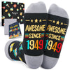 75th Birthday Socks Gifts Ideas - 1949 Birthday Gifts for Older Men, Best Gifts for 75 Year Old Woman