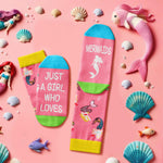 HAPPYPOP Mermaid Gifts for Girls Women - Crazy Mermaid Socks Ocean Gifts, Marine Animal Socks for Teens