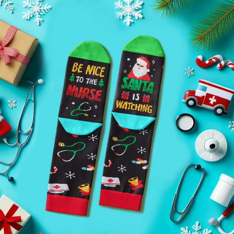 Christmas Gifts Stocking Socks For Men Women - Secret Santa Socks Xmas Stocking Stuffers For Dad Mom Nurse Christmas Gifts