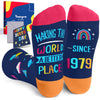 1979 Birthday Gifts Ideas for Men Women - Socks for 45 Year Old Middle Aged Man Woman, 45th Birthday Gifts for Him Her, Best Gifts for 45 Year Olds