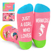 HAPPYPOP Mermaid Gifts for Girls Women - Crazy Mermaid Socks Ocean Gifts, Marine Animal Socks for Teens