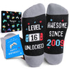 HAPPYPOP 16th Birthday Gifts Ideas for Boys - Socks for Teenager Boy Girl Age 16, Awesome Since 2009 Birthday Presents for Teens with Greeting Card