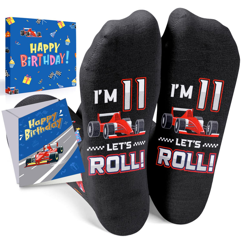 HAPPYPOP 11 Year Old Birthday Gifts Socks Ideas - Eleven Year Old Gifts in Birthday Greeting Card, Gifts for Tween Boys Girls Age 11 with Birthday Box