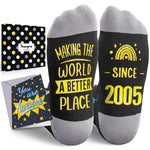 HAPPYPOP 19th Birthday Gift Ideas Socks - Awesome 2005 19th Birthday Presents for 19 Year Old Boys Girls, Gift Ideas for 19 Year Old