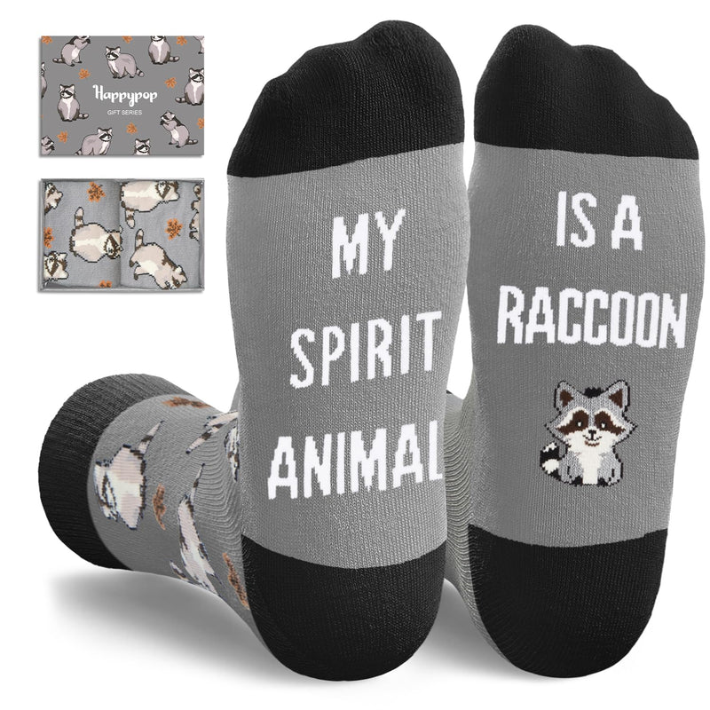 HAPPYPOP Raccoon Gift Ideas for Men Boys - Racoon Socks, Racoon Stuff for Women Teen Girls, Animal Socks, Christmas Stocking Stuffers