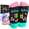 HAPPYPOP 13th Birthday Gift Ideas for Teenager Girls - Socks for Teens Age 13, Presents for 13 Year Old Teenager Boys, Birthday Gift Box with Greeting Card