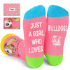 Funny Bulldogs Socks for Girls - Crazy Bulldogs Gifts Silly Fun Weird Gifts In Pink