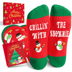 Christmas Gifts Stocking Socks for Mom - Christmas Knee High Snowman Socks Xmas Stockings for Teen Girls, Red and Green Socks