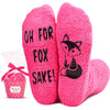 Fox Gifts Fox Socks for Women Girls, Funny Novelty Crazy Silly Fun Socks Fuzzy Cupcake Socks Gifts for Her