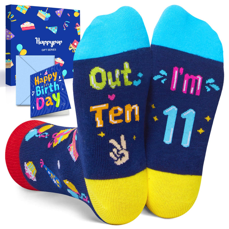 11th Birthday Gifts Socks Ideas - Socks for Kids Age 11, Presents for 11 Year Olds, Gifts for 11 Year Old Tween Girls Boys, Birthday Gift Box with Greeting Card