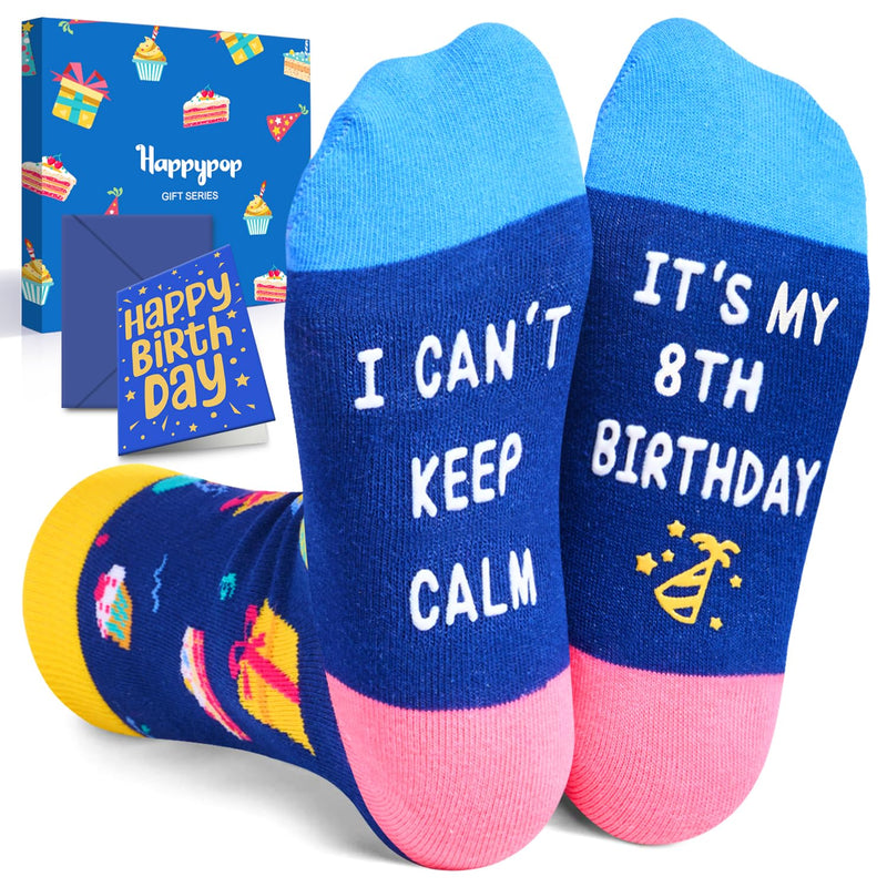 8th Birthday Gifts for Boys - Socks for Girls Age 8, Presents for 8 Year Old Kids, 8 Year Old Gift Ideas, Happy Birthday Gift Box with Greeting Card