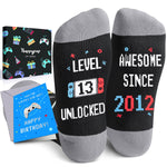 HAPPYPOP 13th Birthday Gifts Ideas for Boys - Socks for Boys Girls Age 13, Awesome Since 2012 Birthday Presents with Greeting Card