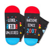 HAPPYPOP 18th Birthday Gifts Ideas for Boys - Socks for Boys Girls Age 18, Awesome Since 2007 Birthday Presents with Greeting Card for Young Adult