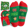 Christmas Gifts Stocking Socks for Kids - Knee High Deer Socks Reindeer Stockings for Boys Girls 7-9 Years Old