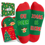 Christmas Gifts Stocking Socks for Kids - Knee High Deer Socks Reindeer Stockings for Boys Girls 4-6 Years