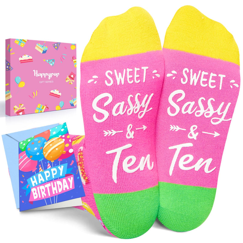 10th Birthday Gifts for Girls - Socks for Kids Age 10, Gift Ideas for Ten Year Old Girls, Birthday Gift Box with Greeting Card