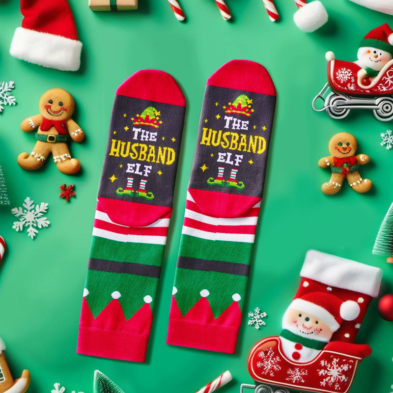 Christmas Gifts Stocking Socks for Men - Secret Santa Socks Xmas Stocking Stuffers for Him Husband - In Red