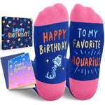 HAPPYPOP Funny Astrology Space Aquarius Zodiac Gifts - Constellation Horoscope Gifts for Women Teen Girls, Crazy Star Galaxy Aquarius Socks