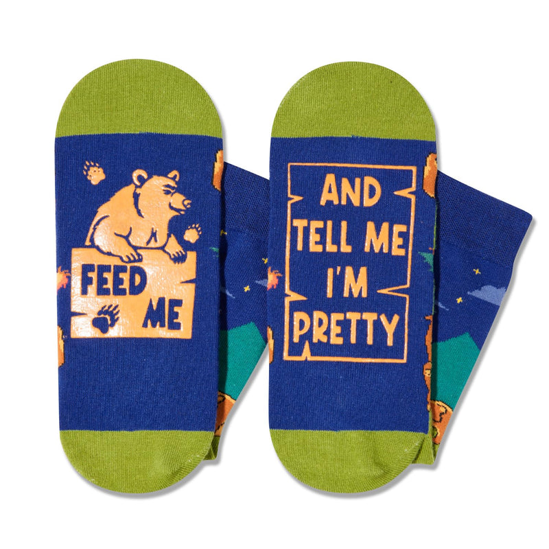 Funny Bear Socks for Men Women, Novelty Bear Gifts for Bear Lovers Fall Bear Socks Crazy Silly Fun Socks