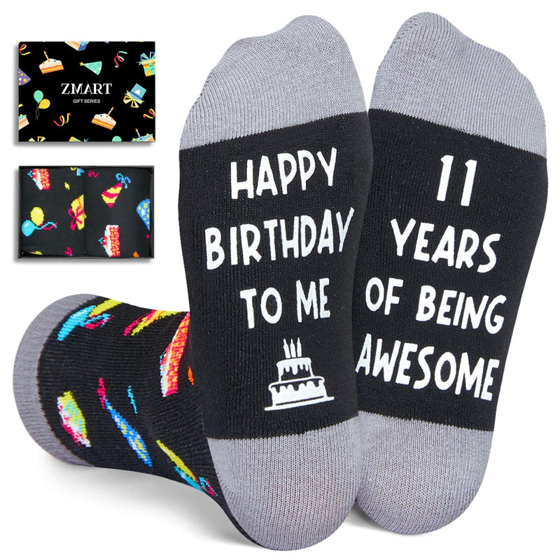 11th Birthday Gifts Ideas for Boys - Socks for Kids Age 11, Presents for 11 Year Old Tween Boys Girls, Eleven Year Old Gifts, Black