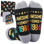 40th Birthday Gifts Ideas for Men - Socks for 40 Year Olds, 1984 Birthday Gifts for 40 Year Old Middle Aged Man Woman, Birthday Gift Box with Greeting Card