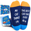 Funny Cat Gifts for Cat Lovers Cat Dad Gifts, Novelty Cat Socks Crazy Silly Fun Socks for Men Daddy Him Husband