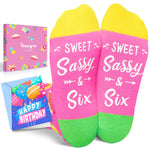 6th Birthday Gifts for Girls - Socks for Kids Age 6, Gift Ideas for Six Year Old Girls, Birthday Gift Box with Greeting Card