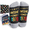 HAPPYPOP 1970 Birthday Gift Ideas for Men Women - Socks for 54 Year Old Middle Aged Man Woman, Best Gifts for 54 Year Olds, 54th Birthday Gifts for Him Her