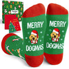 Christmas Gifts Stocking Socks For Men Women - Christmas Dog Lover Socks Doggie Socks In Green