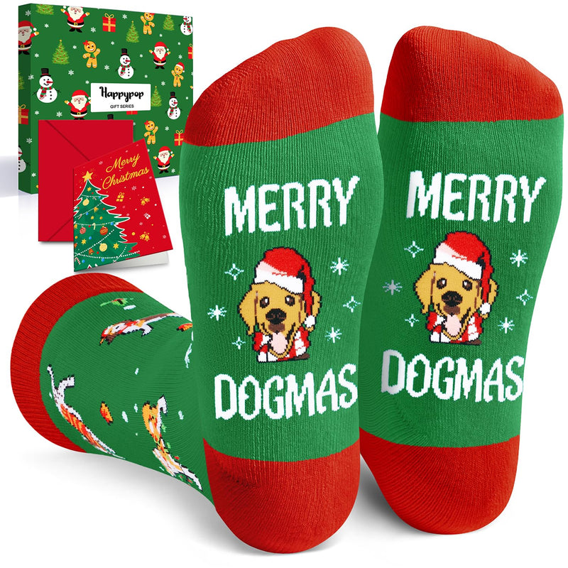 Christmas Gifts Stocking Socks For Men Women - Christmas Dog Lover Socks Doggie Socks In Green