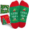 HAPPYPOP Christmas Socks for Boys Girls - Secret Santa Xmas Gifts, Elf Stocking for Kids with Greeting Card 7-9 Years