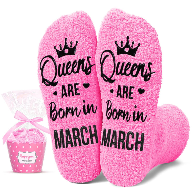 HAPPYPOP March Birthday Gifts for Women - Birthday Socks Happy Birthday Queen Socks, Socks for Her Female