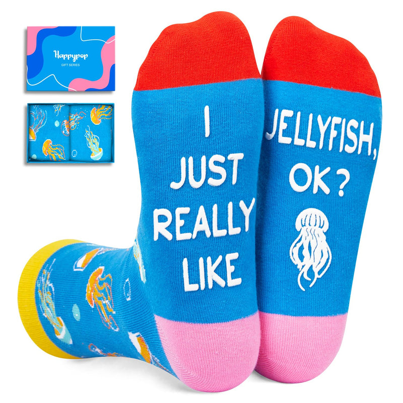 Funny Jellyfish Gifts for Women Men Teens, Animal Lover Gifts, Jellyfish Socks Biology Ocean Socks