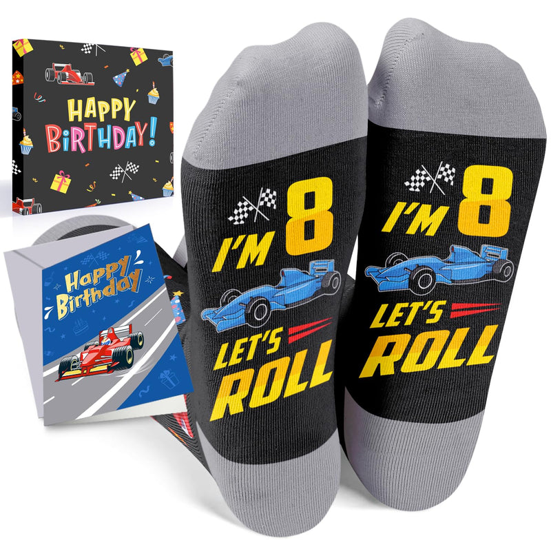 HAPPYPOP 8 Year Old Birthday Gifts Socks Ideas - Eight Year Old Gifts in Birthday Greeting Card, Presents for 8 Year Old with Birthday Box, Gifts for Child Boys Girls Age 8