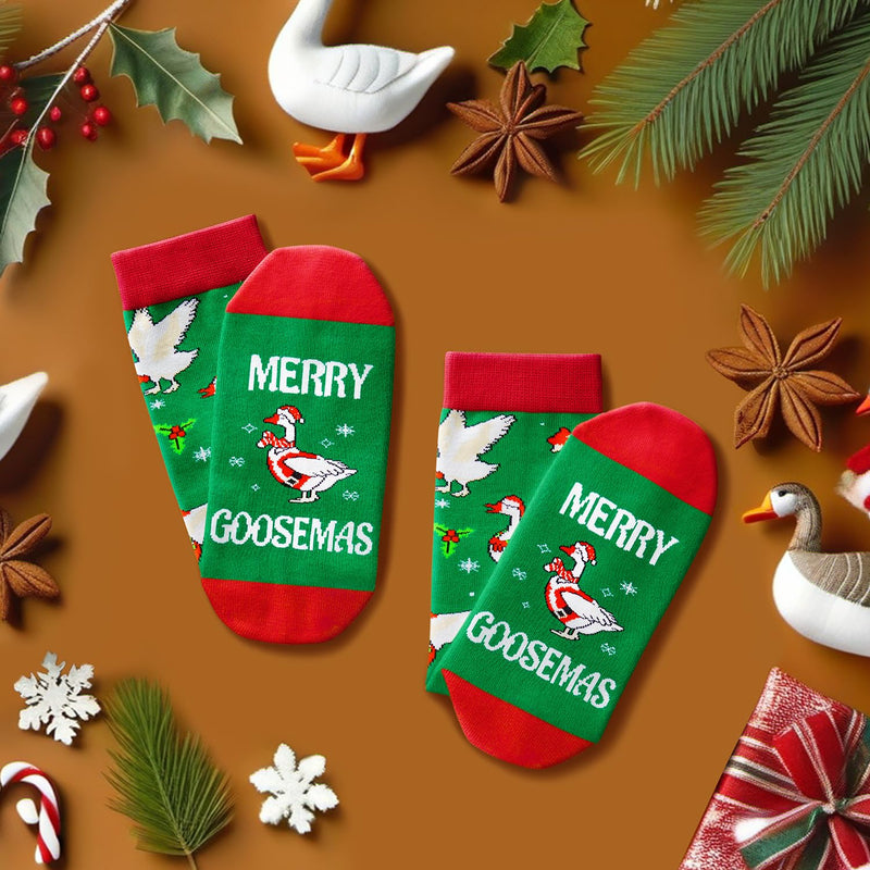 Christmas Gifts Stocking Socks For Men Women - Secret Santa Socks Xmas Stocking Stuffers For Goose Lovers Christmas Geese Gifts