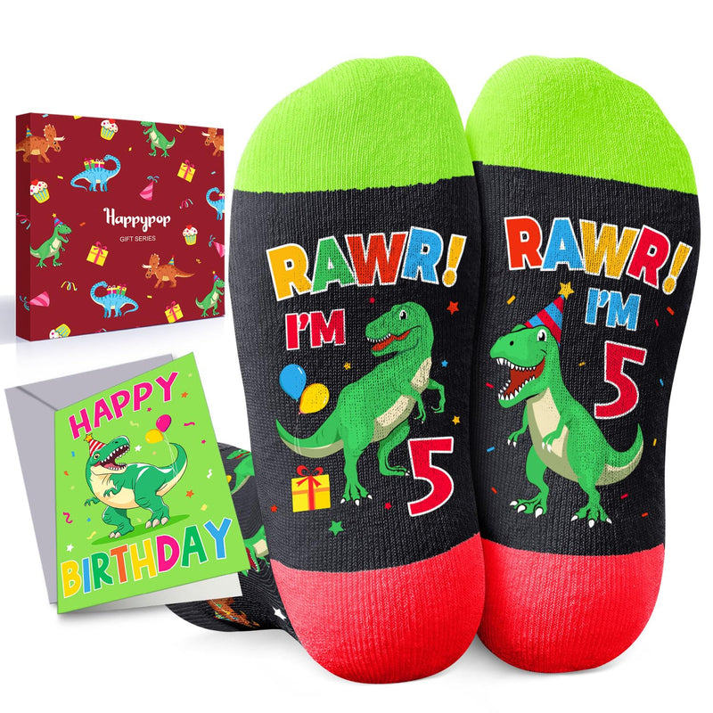 5th Birthday Socks Ideas - 5 Year Old Gifts for Kids, Gifts for Child Boys Girls Age 5, Birthday Gift Box with Greeting Card