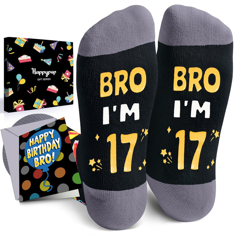 HAPPYPOP 17th Birthday Gifts Ideas for Boys - Socks for Teens Age 17, Presents for 17 Year Old Teen Boys, Birthday Gift Box with Greeting Card