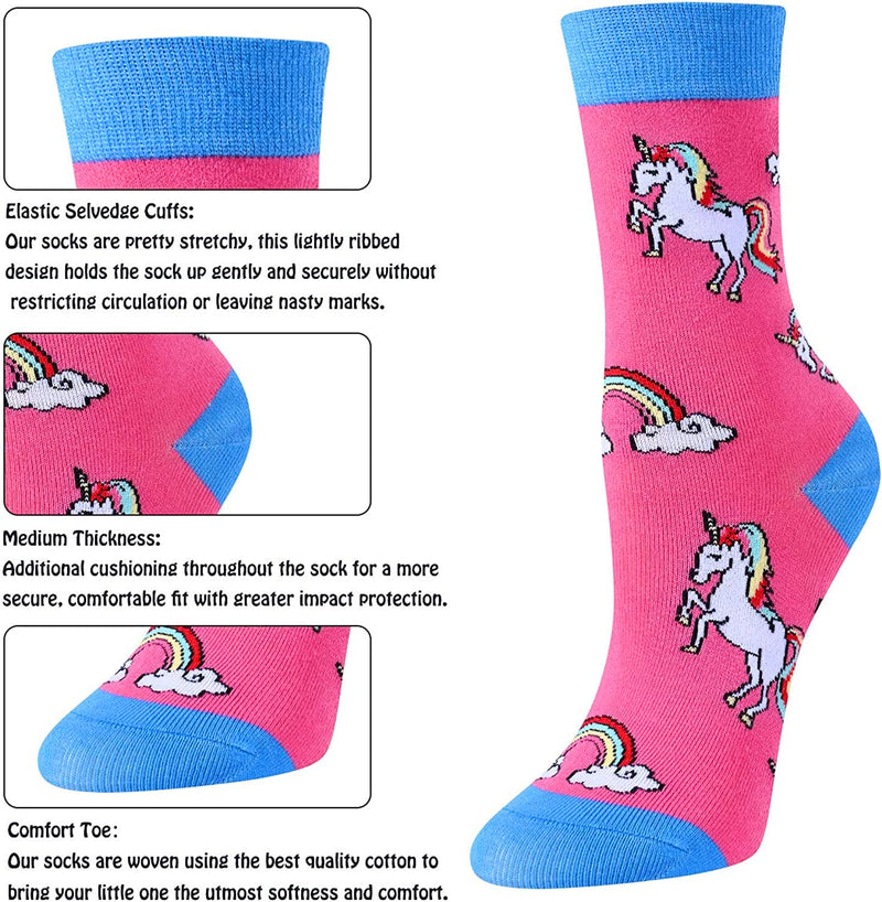 Animal Socks Pack for Girls - Llama Gifts Unicorn Gifts Corgi Socks Chicken Socks Kids 5 pairs 7-9 Years Old