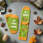 HAPPYPOP Funny Moose Gifts for Men - Moose Lover Gifts for Women, Novelty Moose Socks Crazy Silly Fun Socks for Teens